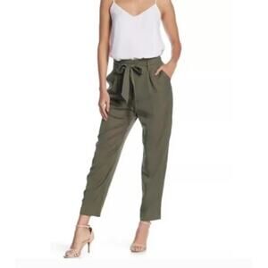 Socialite Olive Green pants paperbag waist Size Large New Casual lightweight